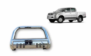Bumper Toyota Hilux Vigo Cromado (2006-2015) con camioneta del mismo modelo