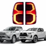 Vista principal de los focos led para camioneta toyota hilux traseros 2016 al 2024