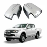 Vista principal del kit cubre espejos cromados para camioneta mitsubishi l200 del 2016 al 2019