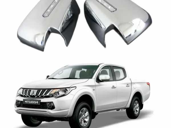 Vista principal del kit cubre espejos cromados para camioneta mitsubishi l200 del 2016 al 2019